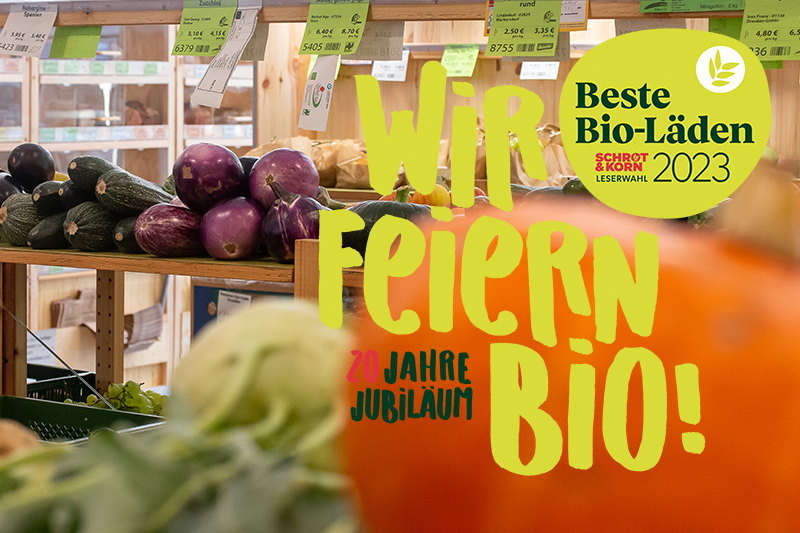 Text Beste Bio-Läden. Wir feiern Bio.